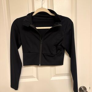Black Cropped Zip-Up Jacket